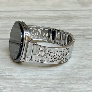 Silver Galaxy Watch 8 Band, Metal Bracelet for Watch 8 Classic, Adjustable Links